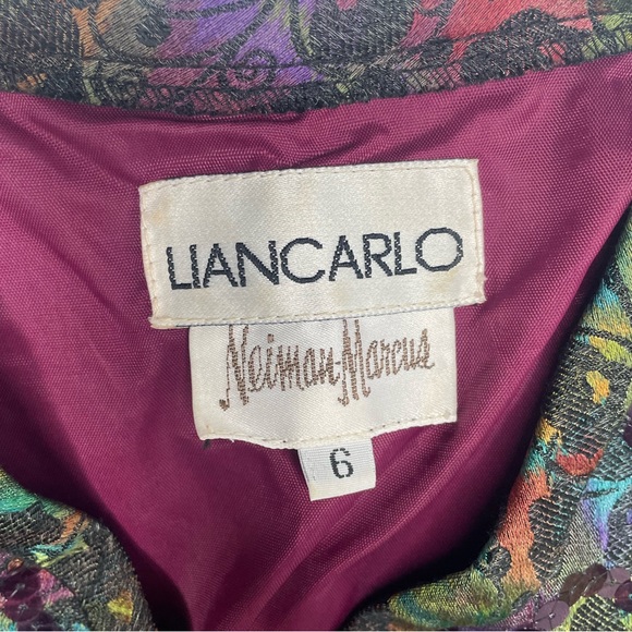 Lian Carlo Neiman Marcus Multicolor Sequin Fabric Detail Short Button Up Jacket - Picture 8 of 11